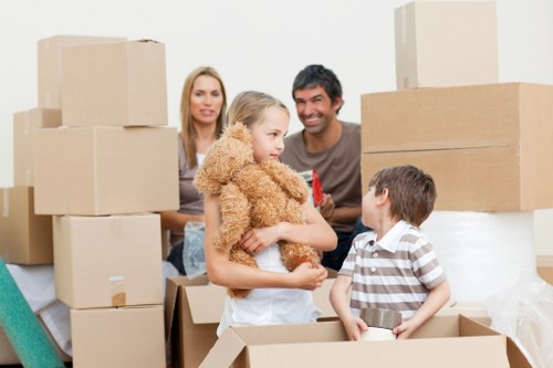 Careful wrapping and labelling of household boxes during packing